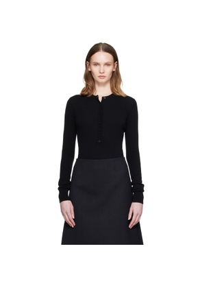 Stella McCartney Black Crewneck Ribbed Long-Sleeve Bodysuit