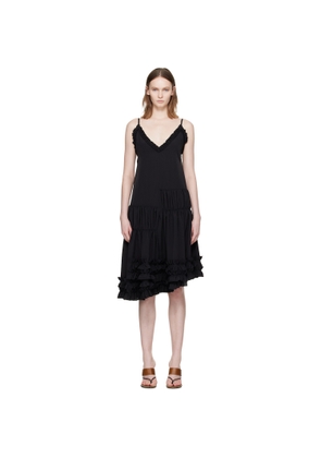 Dries Van Noten Black Ruffled Midi Dress