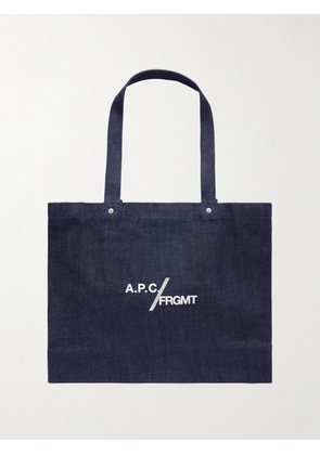 A.P.C. - Fragment Logo-Print Canvas Tote Bag - Men - Blue