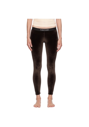 TOM FORD Brown Jacquard-Logo Leggings