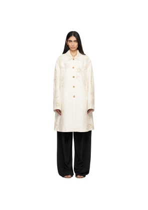 Dries Van Noten Off-White Embroidered A-Line Coat