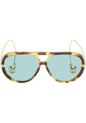 Bottega Veneta Brown Drop Aviator Sunglasses