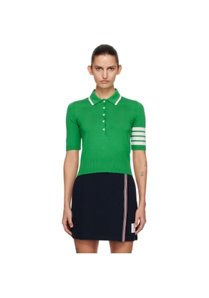 Thom Browne Green Hector Intarsia Cotton 4-Bar Stripe S/S Polo