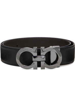 Ferragamo Black Adjustable Gancini Reversible Belt