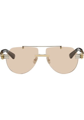 Bottega Veneta Gold Metal Pilot Navigator Sunglasses