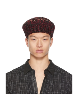 Nicholas Daley Black & Burgundy Hand-Crocheted Beret