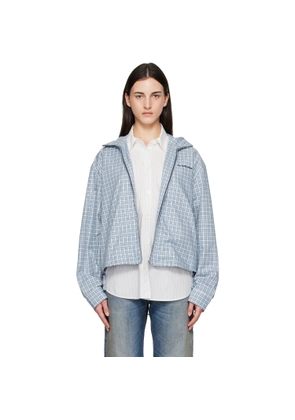 Acne Studios Blue Hooded Check Jacket