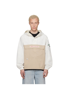 AAPE by A Bathing Ape Off-White & Beige 'AAPE' Main Reversible Jacket