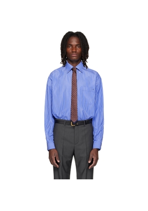 Valentino Blue Striped Cotton Poplin Shirt