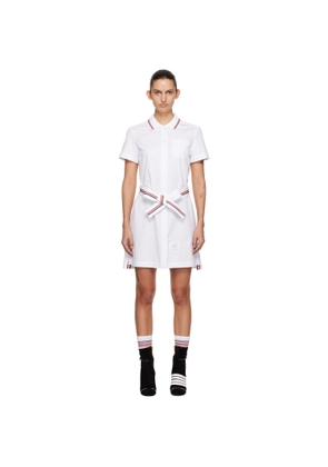 Thom Browne White Solid Poplin Bow Minidress