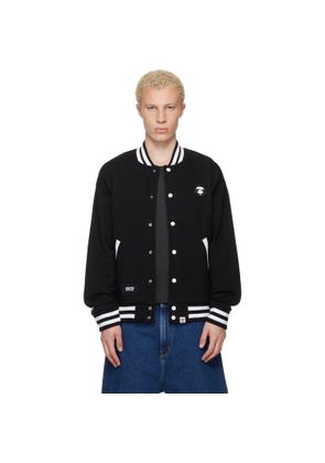 AAPE by A Bathing Ape Black 'AAPENOW' Moonface Varsity Jacket