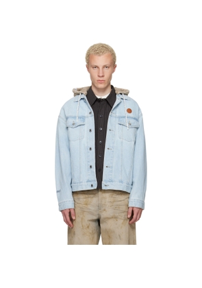 AAPE by A Bathing Ape Blue 'AAPENOW' Moonface Hooded Denim Jacket