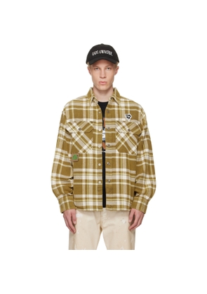 AAPE by A Bathing Ape Khaki Moonface Check Long Sleeve Shirt