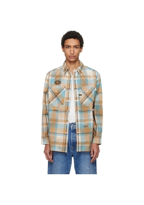 AAPE by A Bathing Ape Blue & Beige Main Long Sleeve Shirt
