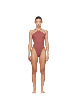 Hunza G Burgundy Jasmine Tonal Hoop Swimsuit