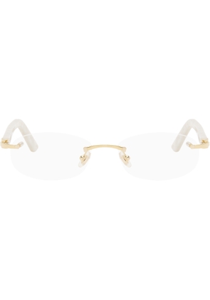 Cartier Gold & White Elongated 'C de Cartier' Glasses