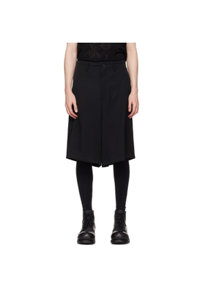 YOHJI YAMAMOTO Black Wool Gabardine St Pocket Shorts