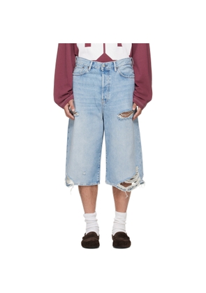 Acne Studios Blue Distressed Denim Shorts