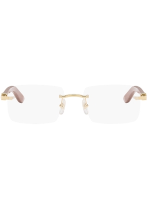 Cartier Gold & Brown Elongated 'C de Cartier' Glasses