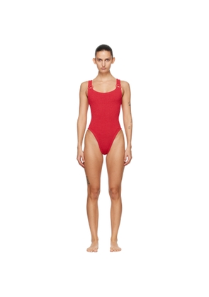 Hunza G Red Tonal Hoops Domino Swimsuit