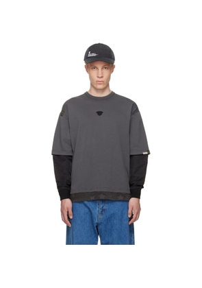 AAPE by A Bathing Ape Gray Moonface Logo Long Sleeve T-shirt