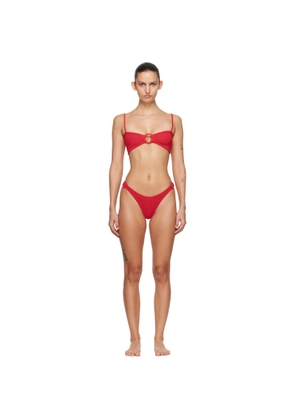 Hunza G Red Misty Tonal Hoop Bikini