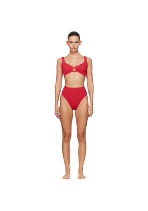 Hunza G Red Nadine Tonal Hoops Bikini