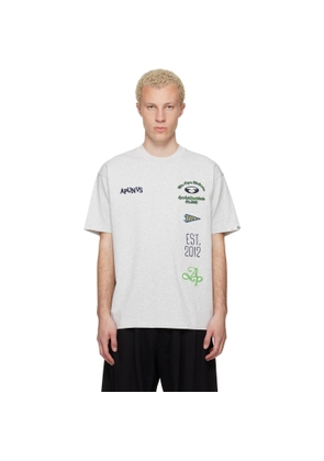 AAPE by A Bathing Ape Gray 'AAPEUNVS' Multi-Logo T-shirt