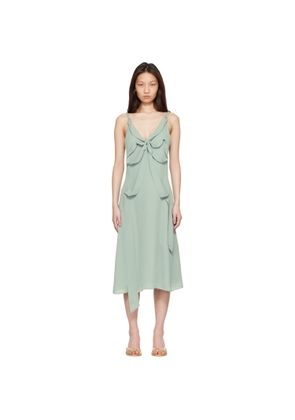 Acne Studios Green Bow Silk Midi Dress
