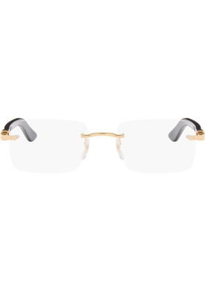Cartier Gold & Black Elongated 'C de Cartier' Glasses