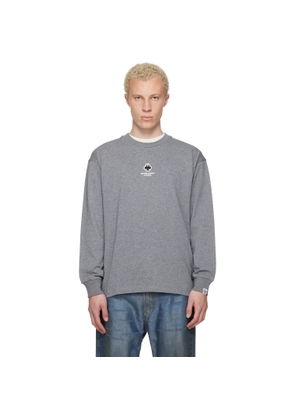 AAPE by A Bathing Ape Gray 'AAPENOW' Clover Moonface Long Sleeve T-shirt