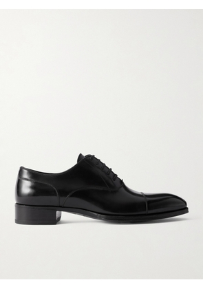 TOM FORD - Elkan Burnished-Leather Oxford Shoes - Men - Black - EU 40