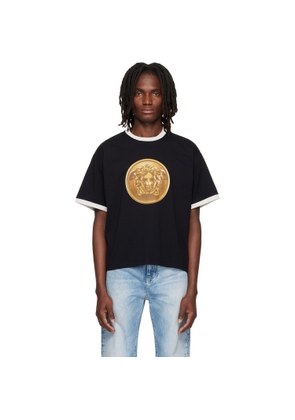 Versace Black Printed Cotton-Jersey Regular T-shirt