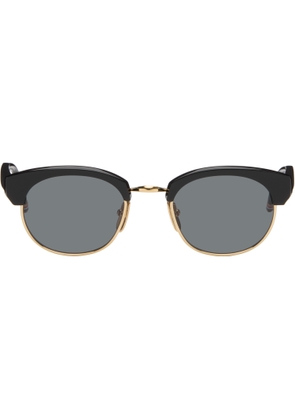 Thom Browne Black Acetate & Titanium Oval Sunglasses