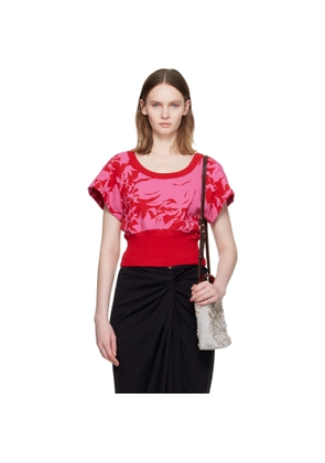 Dries Van Noten Red & Pink Floral T-shirt