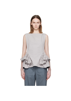 Dries Van Noten Gray Ruffled Top