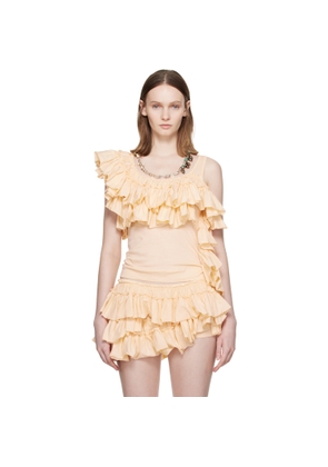 Dries Van Noten Beige Ruffled Top