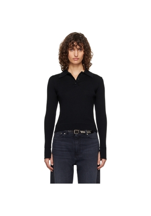 mfpen Black Partial Placket Polo