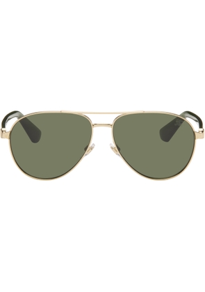 Burberry Gold Metal Shield Aviator Sunglasses​