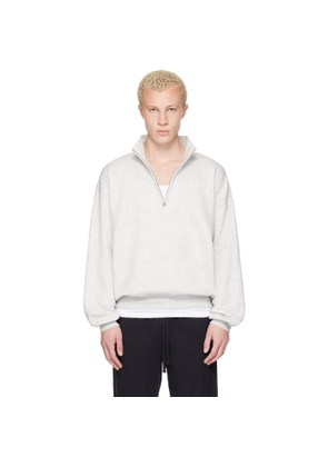 SKIMS Gray Fleece Lounge Relaxed Quarter Zip Sweatshirt