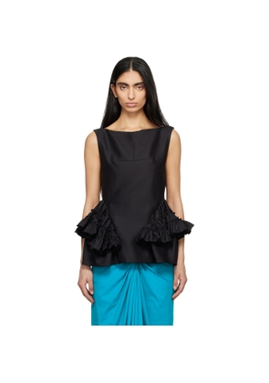 Dries Van Noten Black Ruffled Peplum Blouse
