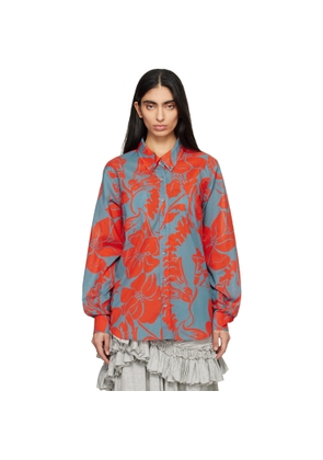 Dries Van Noten Gray & Orange Voile Floral Print Shirt