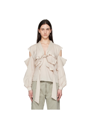 Acne Studios Beige Cut-Out Bow Blouse