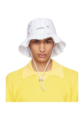 JACQUEMUS White & Blue 'The Artichaut' Bucket Hat