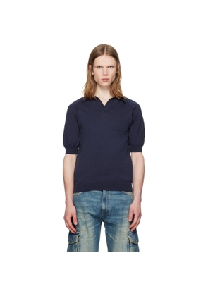 Silas Navy Knit Polo
