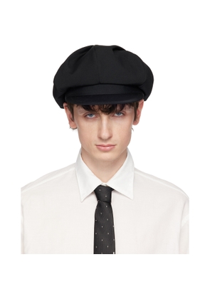 YOHJI YAMAMOTO Black Wool Gabardine Tuck Casquette Cap