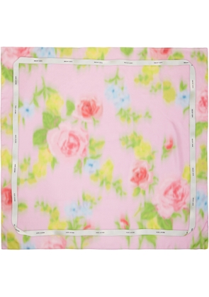 Marc Jacobs Pink Blurred Floral Silk Scarf