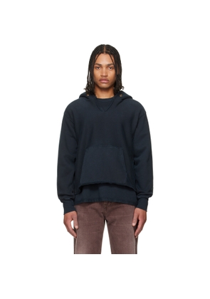 Les Tien Black Heavyweight Raw Cropped Hoodie