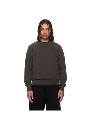 Les Tien Gray French Terry Binded Neck Raglan Sweatshirt