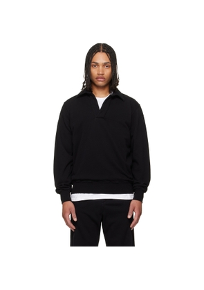Les Tien Black French Terry Banded Polo